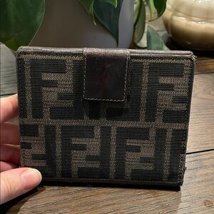 Fendi Black and Brown Monogram Card Holder
